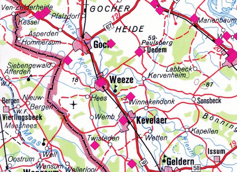 Niederrhein ermittelt werden, dass die merowingerzeitlichen Fundpunkte oft um 2,25-3,25 km auseinander liegen (Abb. 10).