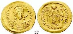 4,43 g.  Offizinzeichen Theta, im Abschnitt CONOB. Gold. RIC 540,- 605. ss-vz BYZANTINISCHE MÜNZEN 25 Anastasius I.