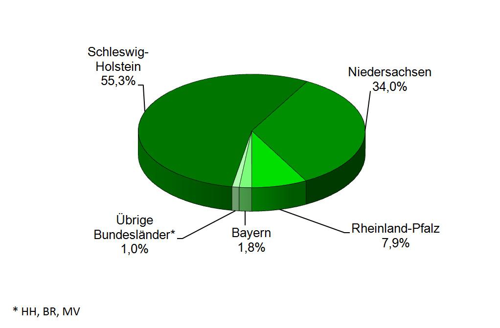 - 8 - Schleswig- Holstein 38,6% Niedersachsen 32,3% Übrige Bundesländer * 0,7% Bayern 1,0% Rheinland-Pfalz 27,4% * HH, BR, MV