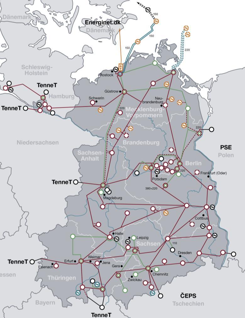 Die Regelzone der 50Hertz Stand: Ende 2015 Fläche 109.589 km² Hamburg Berlin Leitungslänge 10.150 km Maximale Last ca.