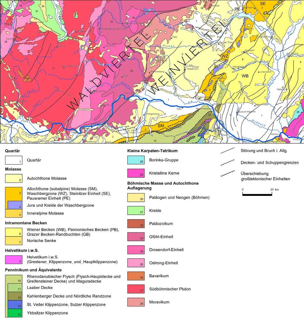 1. Einführung Die Landschaft des Wald- und Weinviertels wird geprägt von alten kristallinen Gesteinen der Böhmischen Masse über mesozoische und tertiäre Sedimente bis zu den jüngsten Bildungen wie