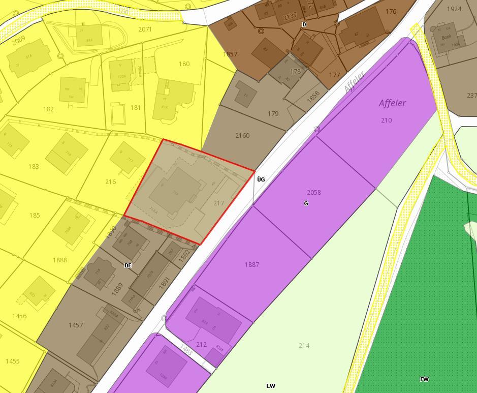 Pläne Zonenplan Die Überbauung befindet sich im Dorf Affeier an der Hauptstrasse und in der Nähe der Bergbahnen.