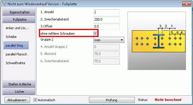 Entfernen des mittleren Ankers Neue Verzinkungsloch-Optionen Anschlüsse 10: Grundplatte