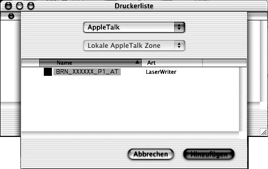 beenden. 0 Wählen Sie AppleTalk.