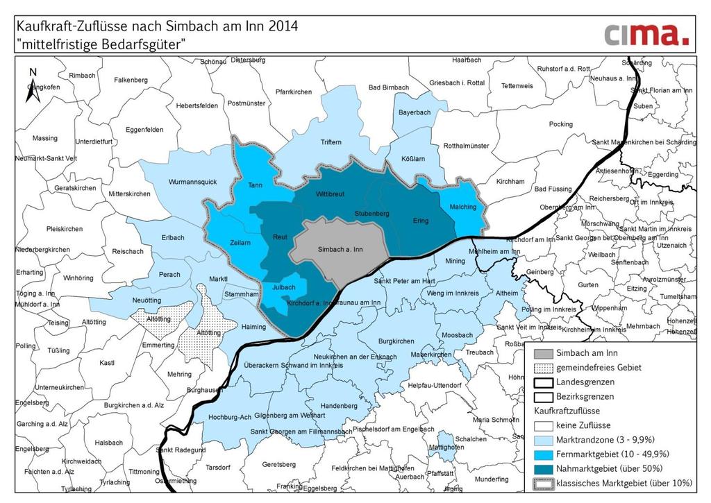 Einzugsgebiet mittelfristiger Bedarf Simbach Marktgebietsdaten Anzahl der KonsumentInnen im klassischen Einzugsgebiet 25.