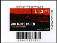 Baden" - Ecken jetzt nicht mehr abgerundet - selbstk. - MiNr 31/4 Verschiedene Ausgabetage: 55 Cent 14.2.2008, 190 Cent 23.6.2008, 131 Cent 30.6.2008, 155 Cent 25.9.2008 kpl.