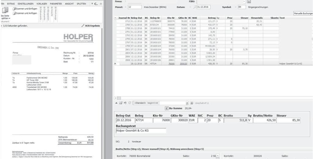OCR-Erkennung Software- DATEV Buchen mittels OCR-Erkennung