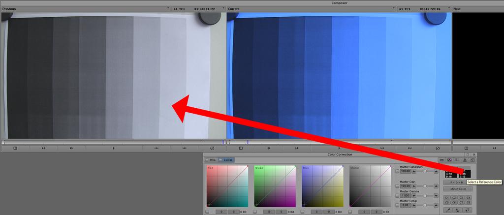 Klicken wir auf»match Color«erhalten die RGB-Kurven nun Stützstellen, wodurch die bemessenen Pixel exakt korrigiert und die Kurven
