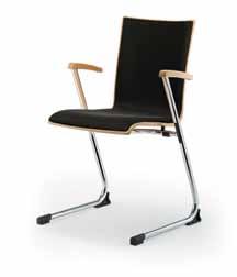 without armrests atlanta 67: cantilever chair with armrests round tube steel chrome-plated polyamide-coated according to house collection shell plywood varnish stain wood