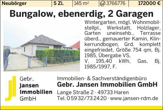 0591/6107910 (7-18 Uhr werktags), ab 18 Uhr 05963/285 Immobilien Kaufgesuche Papenburg Hs.