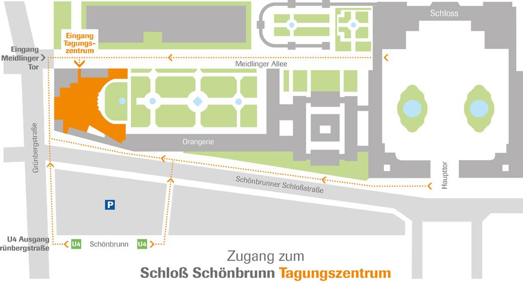 ANFAHRT U-Bahn: Linie U4 Station Schönbrunn, Ausgang Grünbergstraße Bus: 10A Station Schönbrunn PKW: Wir empfehlen Ihnen aufgrund der knappen Parkplatzsituation