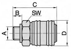 Einhand-Kupplungen Baureihe -5, -5 Verschluss-Kupplung mit Außengewinde Bestell-Nr.
