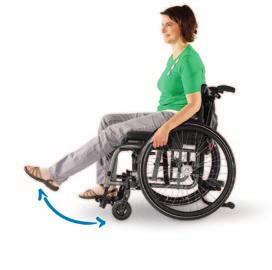 Übung 1 Oberschenkelmuskulatur Stufe A: Knie strecken im Sitzen Sitzen Sie aufrecht, der Rücken ist gut abgestützt, die Oberschenkel liegen auf der Sitzfläche.