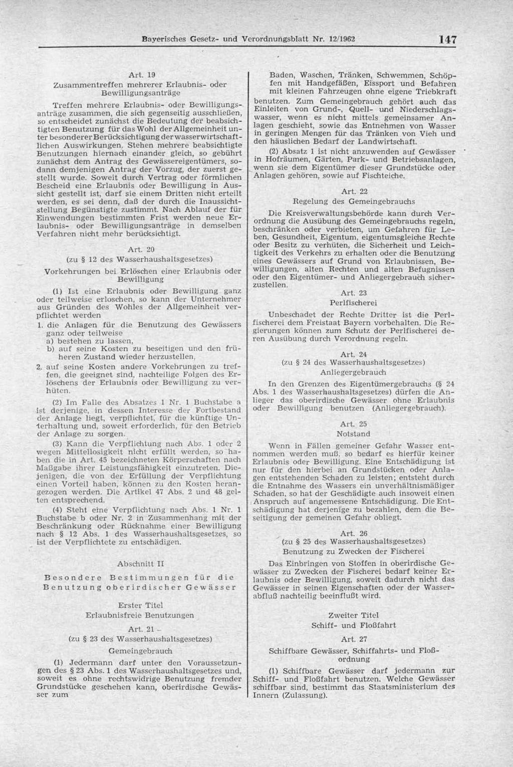 Bayerisches Gesetz- und Verordnungsblatt Nr. 12/1962 147 Art.