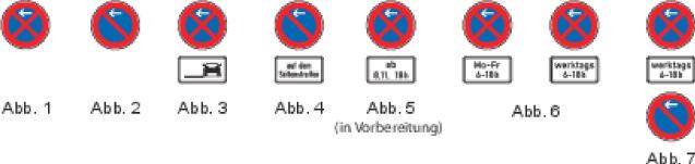 Seite 2 von 5 anzubringen. Unter Zeichen 283 ist zusätzlich ein Zusatzzeichen (1042 31/33) erforderlich. (Abb. 7) Die Zeichen 283 und 286 haben nur Gültigkeit für den Bereich der Fahrbahn.
