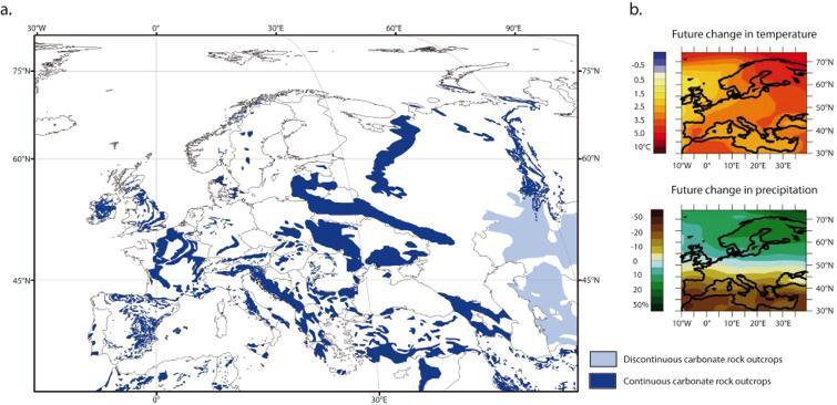 Karst in Europa Map of carbonate rock outcrops in Europe (Williams and Ford, 2006, modified) and (b) expected mean change of