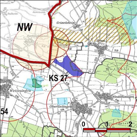 Kennung: KS 27 nordwestlich Niederlistingen Breuna, Liebenau Niederlistingen, Wettesingen, Ersen Flächengröße Suchraum: 54 ha Vorranggebiet: 50 ha 5.75 m/s bis unter 6.