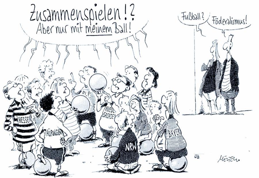 Aufgabe In einer überregionalen Tageszeitung sind Sie auf die folgende Karikatur von Gerhard Mester gestoßen, mit der er seine Sicht auf den Föderalismus ausdrückt.