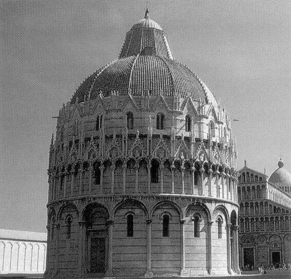 4.1.3 Rotationsschalen Das Baptisterium in Pisa mit seinem kreisrunden Zentralraum wurde 1152