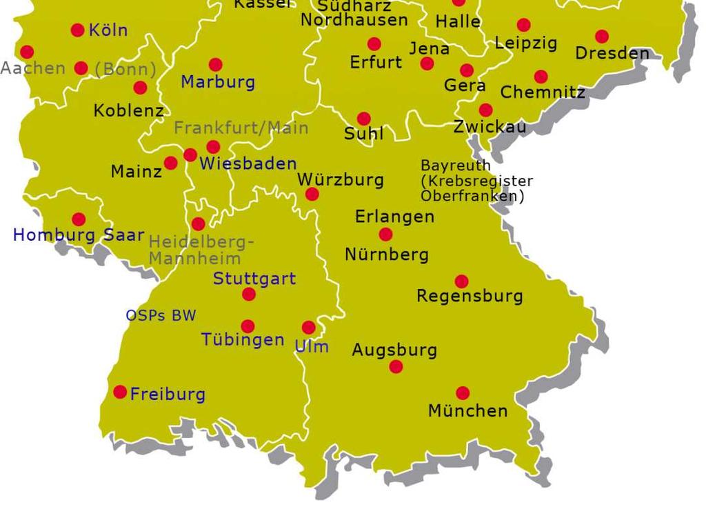 Organkrebszentren Mitglied der ADT Schwarz: regional bezogenes