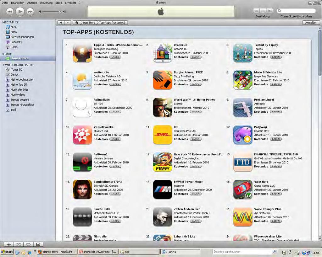 Anwendungen 2010-2011 Top Apps