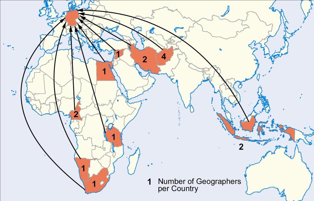 Andreas Dittmann Abbildung 1: Herkunftsländer der Doktoranden und Postdocs im Bereich "Anthropogeographie