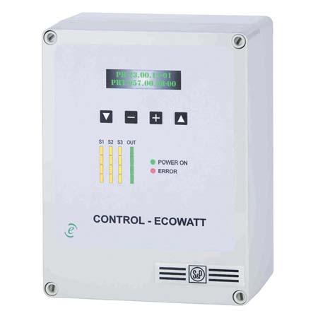 6.2.3 Regelungsvariante CONTROL ECOWATT Sensor: 0-10 V / 4-20mA 3 4 7 8 Blau Braun CAB-ECOWATT +10V OUT INPUT GND Regelungsvarianten in Verbindung mit den Steuer-