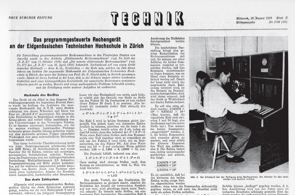 ETH: Pionierin der modernen Informatik Neue Zürcher Zeitung, 30.