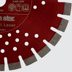 This wheel is designed to cut all hard materials without any cooling down periods. The laser welding ensures utmost safety.