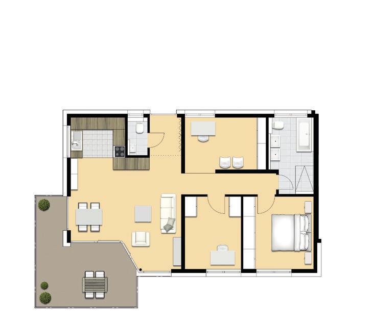 2 Wohnen & Essen Balkon Terrasse 4-Zimmer-EG-Wohnung Moderne Wohnraumaufteilung