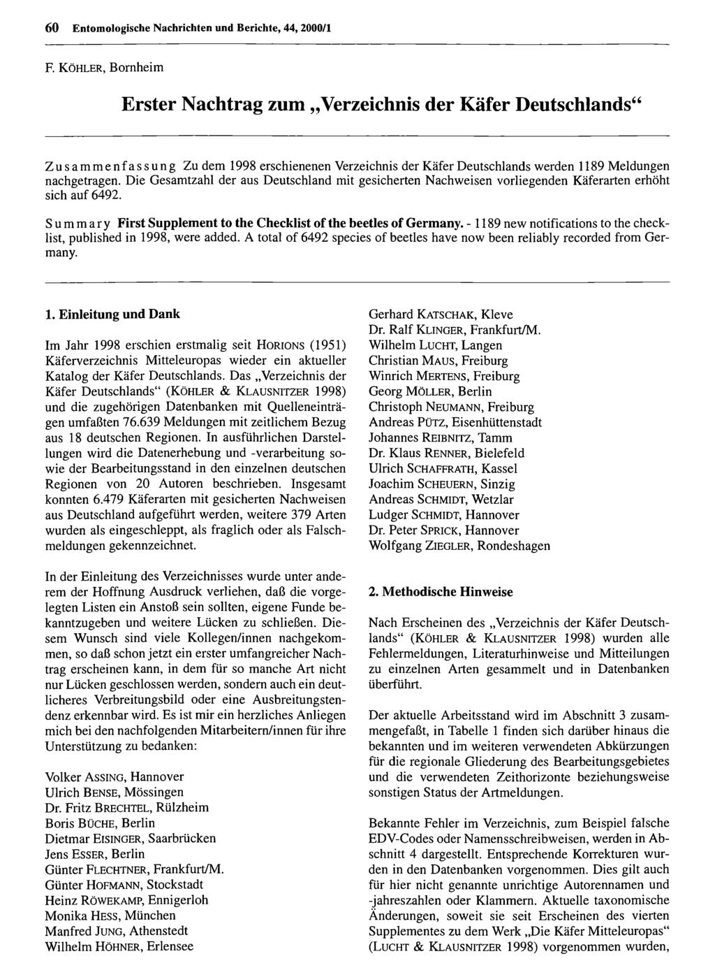 60 Entomologische Nachrichten Entomologische und Berichte, Nachrichten 44, 2000/1 und Berichte; download unter www.biologiezentrum.at F.