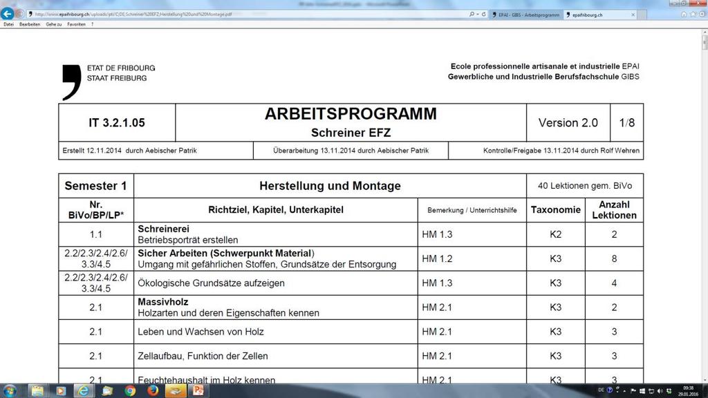 Informationsanlass Lehrreform Ausbildungs-Ordner K. 4.1 Lehrplan Berufskenntnisse http://www.epaifribourg.ch/index.