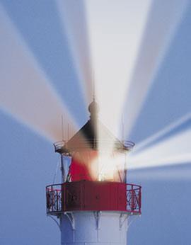 Leuchtturm Lichtsignal kodiert Namen des Turms.