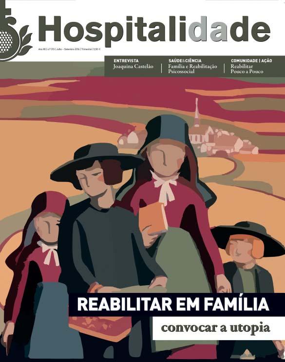 Den Titel des großformatigen Magazins Hospitalidade ziert ein farblich wechselnder, zum Foto passender Header mit einem stilisierten Granatapfel und ein Foto, welches sich auf den