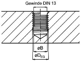 Gewinde - Kernloch-Ø und Kern-Ø Muttergewinde rill-ø for Threads and of Nut Threads Rd Rundgewinde 1) Round Thread Tr Metrisches IO-Trapezgewinde 2) Metric IO Trapezoidal Thread Muttergewinde