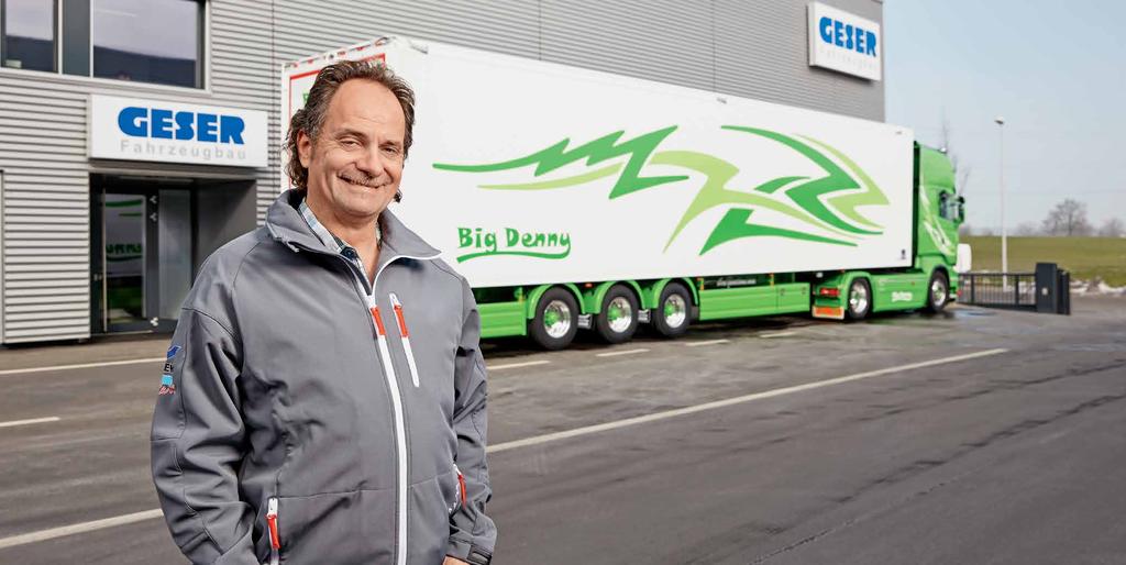 Big Denny, Inhaber, Bruno Rüegger Transporte: «Auf den neuen Schubboden von Knapen-Trailers kann ich mich voll und ganz verlassen genau wie auf die Unterstützung der Spezialisten bei der GESER