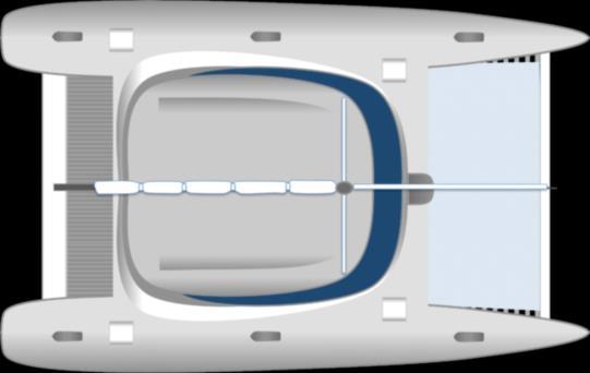 Die Motoryacht kann sich um ihren eigenen Schwerpunkt drehen, wenn bei einem Motor der Vorwärts- und beim anderen der Rückwärtsgang eingelegt wird. 3.2.6 Segel-Katamaran Der Katamaran (Version 1.