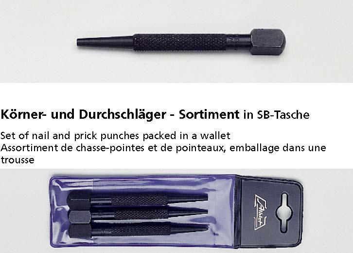 en acier spécial rond, avec poignée moletée et tête carrée 00 0 Durchschläger aus rundem Spezialstahl mit gerändeltem Griff und Vierkantkopf, brüniert Nail punch made from special