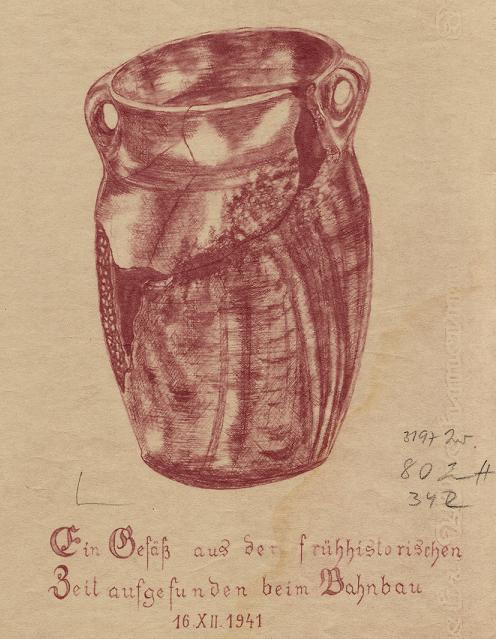 Abbildung 13: Grabungszeichnung: Ein Gefäß aus der frühhistorischen