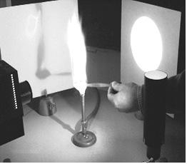 Seite 2 von 6 Versuch 2 (siehe Abbildung 2): Kochsalz (NaCl) wird in die Flamme eines Bunsenbrenners gebracht und über Kreuz mit dem Licht einer Hg-Dampflampe und dem einer Natriumdampflampe