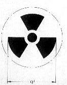Zeichen für ionisierende Strahlung (= Strahlenzeichen) DIN 25400, Entwurf Februar 1982 (d1=nennmaß) Kennzeichnungen sind weiterhin durch DIN 25430 "Sicherheitskennzeichnung im Strahlenschutz"