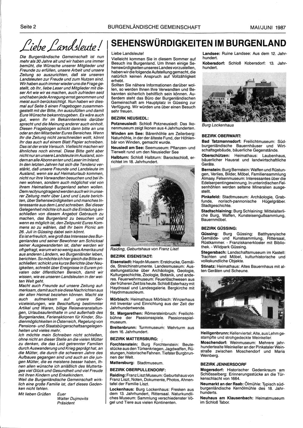 Seite 2 BURGENLÄNDISCHE GEMEINSCHAFT MAI/JUNI 1987 ße&e f!
