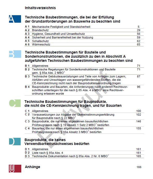 Muster-Verwaltungsvorschrift Technische Baubestimmungen (MVV TB) Ehemalige Liste der Technischen Baubestimmungen: