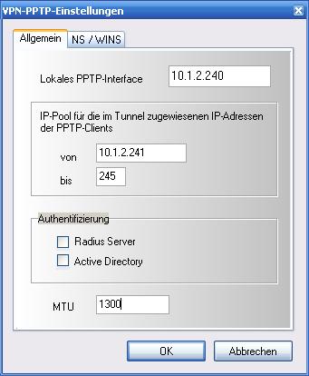 1.3 PPTP-Konfiguration Wählen Sie im Hauptmenü VPN über die Auswahlliste VPN PPTP.