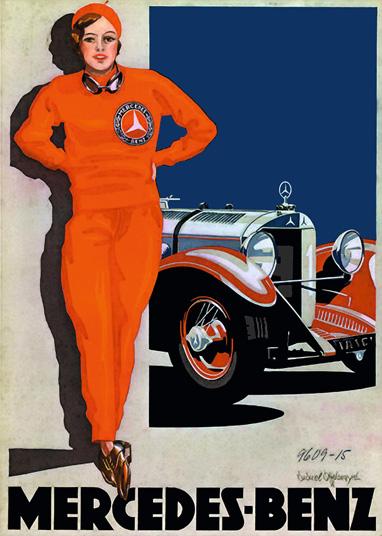 2 Die Neue Frau? 1 Frau in Rot Werbeplakat von Edward Cucuel, 1927 Für das Plakat des in Berlin arbeitenden Künstlers Edward Cucuel stand die Mercedes-Werksfahrerin Ernes Merck Modell.