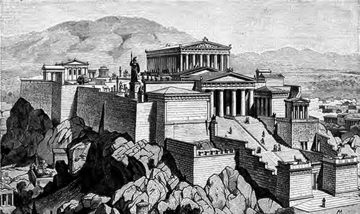 Die antike Polis 189 Bild 70 : Athener Akropololis (Rekonstruktion) in Meeresnähe. Diese Lage war für diesen Stadttyp und seine Herrschaftsform von entscheidender Bedeutung.