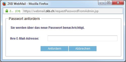 3.10 Neues Passwort anfordern Bei Passwortverlust können Sie entweder ein neues Passwort beim ebanking Support resp.