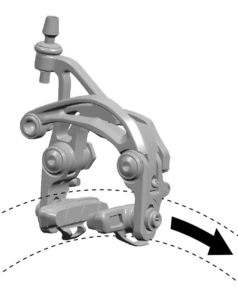 15) des unteren rechten Hebels betätigen, um einen Abstand des Bremsschuh von der Bremsflanke von 1 mm zu erhalten.