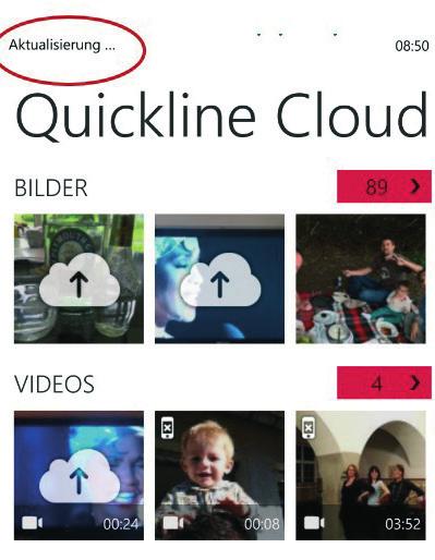 3.2 Automatische Aktualisierung Die Quickline Cloud-App stellt durch eine automatische Aktualisierung sicher, dass alle Ihre Dateien mit Ihrer Quickline Cloud synchronisiert werden.