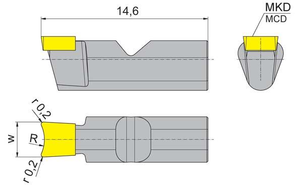 HOCHGLANZDRHN HIGH POLISH TURNING SCHNIDPLATT 105 INSRT e Längsdrehen Side turning für Kassette for use with Cassette D e NH105.MD.